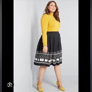 ModCloth for Hello Kitty Illustrated Salutation A-Line Skirt size M NWT